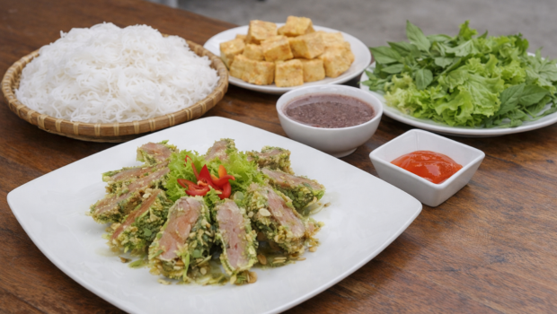 chả cá chiên cốm