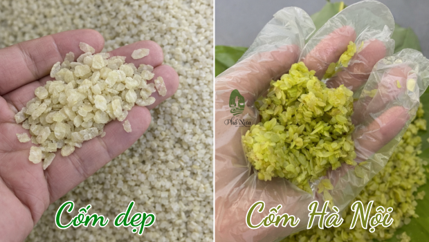 so sánh cốm dẹp và cốm tươi hà nội