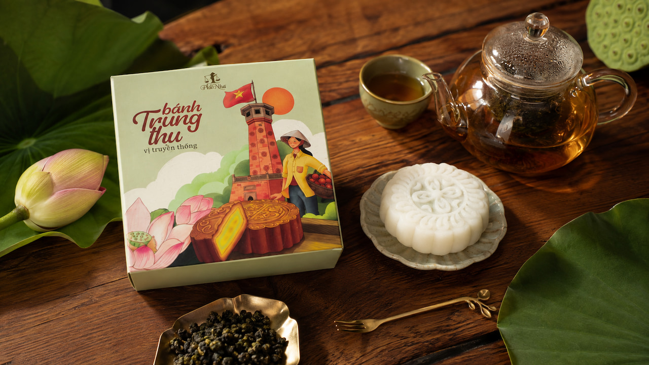 Bánh dẻo cốm Phố Xưa cùng hộp quà Trung thu