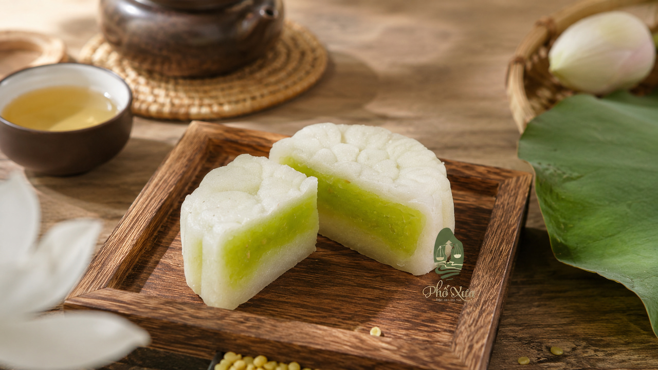 Bánh dẻo nhân cốm thành phẩm mềm dẻo