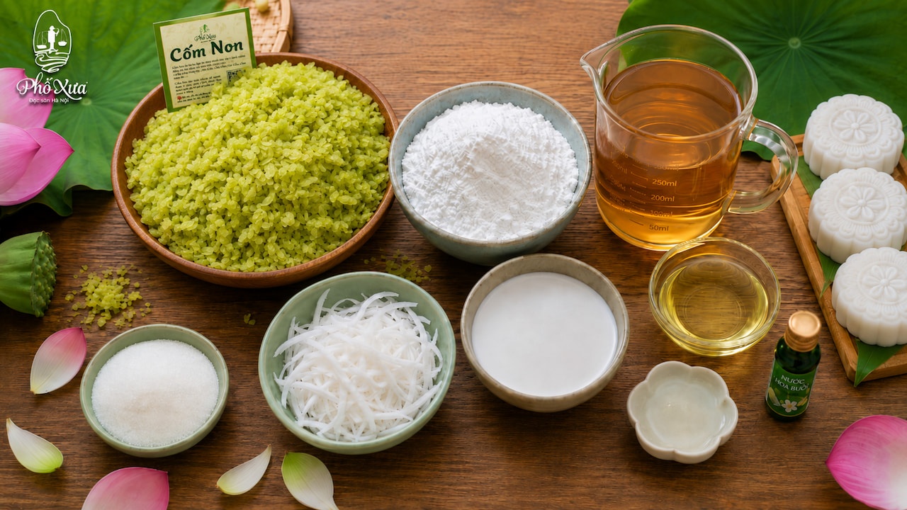Nguyên liệu làm bánh dẻo nhân cốm