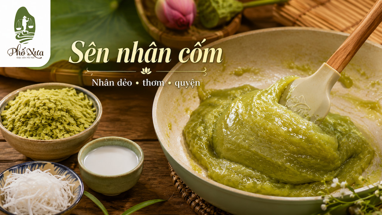 Sên nhân cốm làm bánh dẻo
