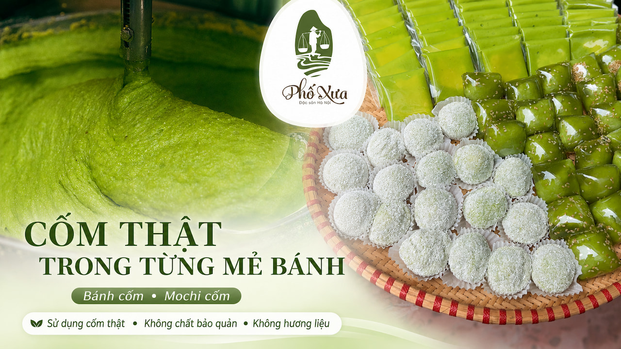 Bánh cốm Phố Xưa làm từ nguyên liệu cốm