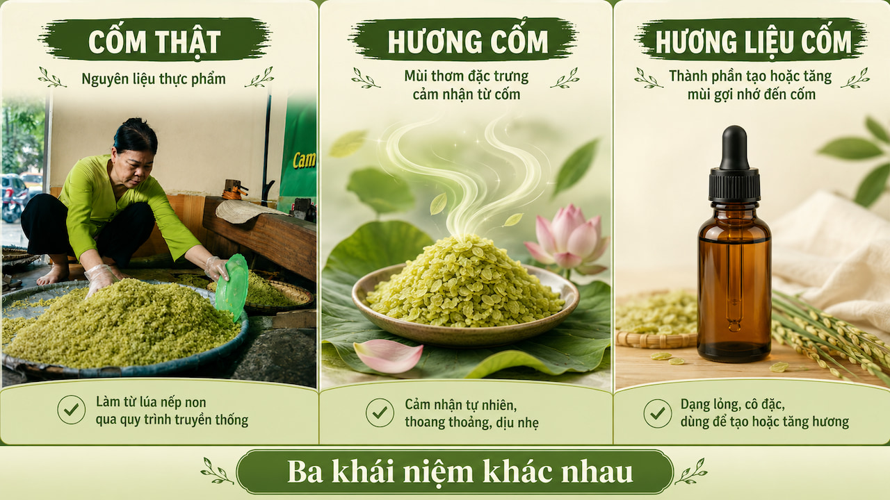 Phân biệt cốm thật hương cốm và hương liệu cốm
